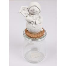 POLYRESINOVÝ SKLENENÝ SNEHULIAK S VTÁČOU BÚDKOU, BIELY