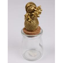 POLYRESINOVÁ SKLENENÁ KUPOLA SNEHULIAKA S BOROVICOU, ZLATÁ