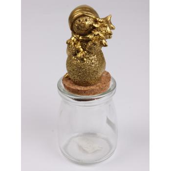 POLYRESINOVÁ SKLENENÁ KUPOLA SNEHULIAKA S BOROVICOU, ZLATÁ