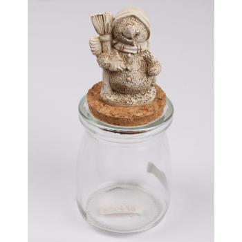 POLYRESINOVÁ SKLENENÁ KUPOLA SNEHULIAKA S METLOU, BIELA/ZLATÁ