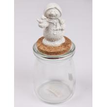 POLYRESINOVÁ SKLENENÁ KUPOLA SNEHULIAKA S VTÁKOM, BIELA