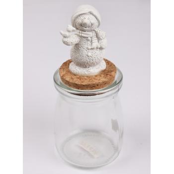 POLYRESINOVÁ SKLENENÁ KUPOLA SNEHULIAKA S VTÁKOM, BIELA