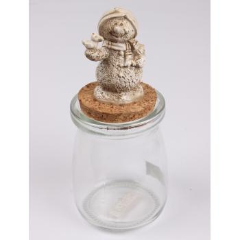 POLYRESINOVÁ SKLENENÁ KUPOLA SNEHULIAKA S VTÁKOM, BIELA/ZLATÁ