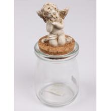 POLYRESINOVÁ SKLENENÁ KUPOLA SPIACEHO ANJELA, BIELA/ZLATÁ