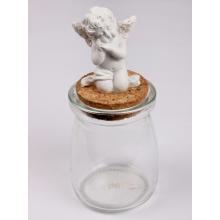 POLYRESINOVÁ SKLENENÁ FIGURÍNA SPIACEHO ANJELA, BIELA