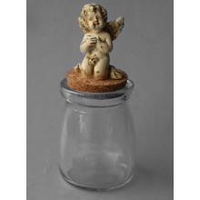 POLYRESINOVÁ SKLENENÁ ZÁTKA KĽAČIACI ANJEL, BIELA/ZLATÁ