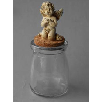 POLYRESINOVÁ SKLENENÁ ZÁTKA KĽAČIACI ANJEL, BIELA/ZLATÁ