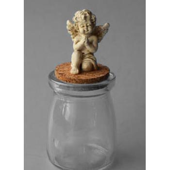 POLYRESINOVÁ SKLENENÁ ZÁTKA MODLIACI SA ANJEL, BIELA/ZLATÁ