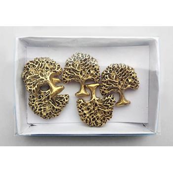 POLYRESINOVÁ SAMOLEPIACA DREVENÁ SÚPRAVA V PAPIEROVEJ ŠKATUĽKE, 6 KUSOV, ZLATÁ