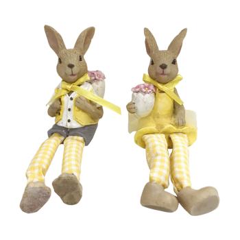 POLYRESINOVÝ KRÁLIK CHLAPEC ALEBO DIEVČA, ZAVESENÉ NOHY, ŽLTÁ FARBA