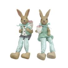 POLYRESINOVÝ KRÁLIK CHLAPEC ALEBO DIEVČA, ZÁVESNÉ NOHY, TYRKYSOVÁ FARBA