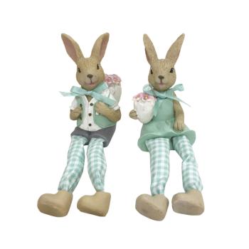 POLYRESINOVÝ KRÁLIK CHLAPEC ALEBO DIEVČA, ZÁVESNÉ NOHY, TYRKYSOVÁ FARBA
