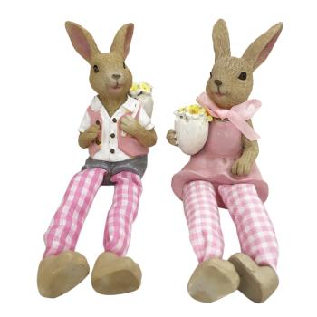 POLYRESINOVÝ KRÁLIK CHLAPEC ALEBO DIEVČA, ZÁVESNÉ NOHY, RUŽOVÁ FARBA