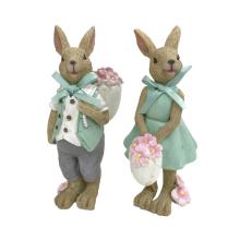 POLYRESINOVÝ KRÁLIK CHLAPEC ALEBO DIEVČA, STOJACI, TYRKYSOVÝ