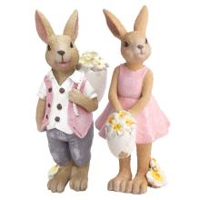POLYRESINOVÝ KRÁLIK CHLAPEC ALEBO DIEVČA, STOJACI, RUŽOVÝ