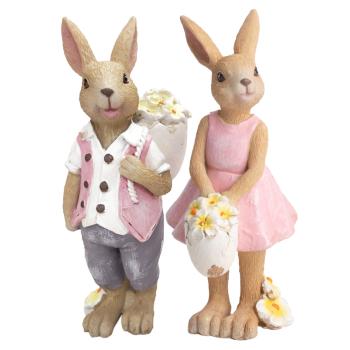 POLYRESINOVÝ KRÁLIK CHLAPEC ALEBO DIEVČA, STOJACI, RUŽOVÝ