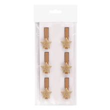 POLYRESINOVÁ PINZETA S HVIEZDOU V SÁČKU, 6 KUSOV, ZLATÁ