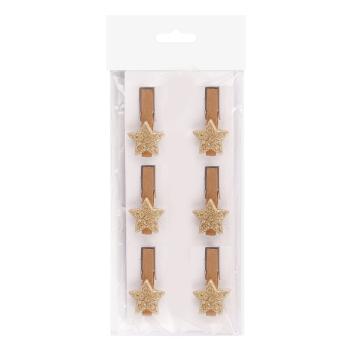 POLYRESINOVÁ PINZETA S HVIEZDOU V SÁČKU, 6 KUSOV, ZLATÁ