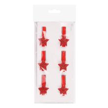 POLYRESINOVÁ PINZETA S HVIEZDOU V SÁČKU, 6 KUSOV, ČERVENÁ