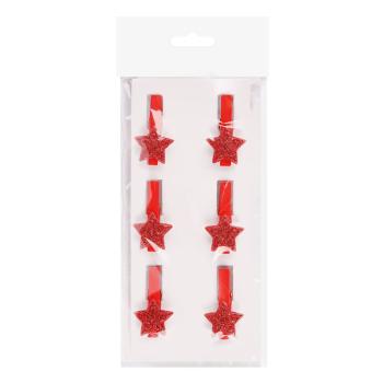 POLYRESINOVÁ PINZETA S HVIEZDOU V SÁČKU, 6 KUSOV, ČERVENÁ