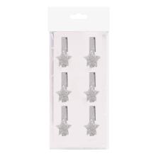 POLYRESINOVÁ PINZETA S HVIEZDOU V SÁČKU, 6 KUSOV, STRIEBORNÁ