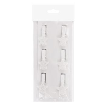 POLYRESINOVÁ PINZETA S HVIEZDOU V SÁČKU, 6 KUSOV, BIELA