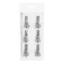 POLYRESINOVÁ PINZETA S ROHMI V SÁČKU, 6 KUSOV, STRIEBORNÁ