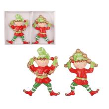 POLYRESINOVÁ SÚPRAVA ŠKRIATKOV V PAPIEROVEJ ŠKATUĽKE, 2 KUSY, S OZDOBNÝM ŠPENDLÍKOM