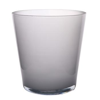 SKLENENÁ VÁZA V TVARE PÍSMENA "V" SIVÁ