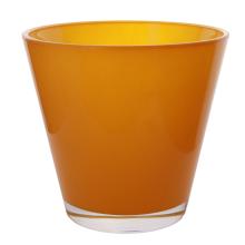 SKLENENÁ VÁZA TVARU "V" ŽLTÁ