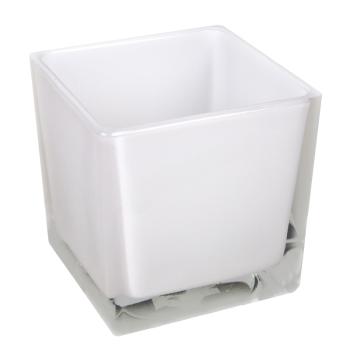 SKLENENÁ KOCKA BIELA