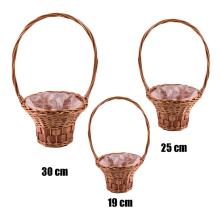 SÚPRAVA PRÚTENÝCH KOŠÍKOV, 3 KUSY, S VEĽKÝMI UŠAMI, S PODŠÍVKOU, MEDOVO HNEDÁ