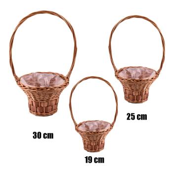 SÚPRAVA PRÚTENÝCH KOŠÍKOV, 3 KUSY, S VEĽKÝMI UŠAMI, S PODŠÍVKOU, MEDOVO HNEDÁ