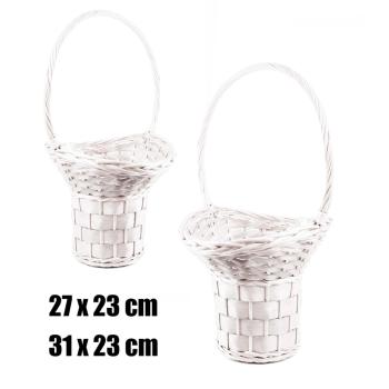 SÚPRAVA PRÚTENÝCH KOŠÍKOV S VEĽKÝMI UŠAMI, 2 KUSY, VYVÝŠENÁ, BIELA