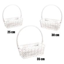 SÚPRAVA PRÚTENÝCH KOŠOV S VEĽKÝMI UŠAMI, 3 KUSY, OBDĹŽNIKOVÁ, BIELA