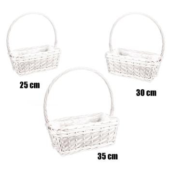 SÚPRAVA PRÚTENÝCH KOŠOV S VEĽKÝMI UŠAMI, 3 KUSY, OBDĹŽNIKOVÁ, BIELA