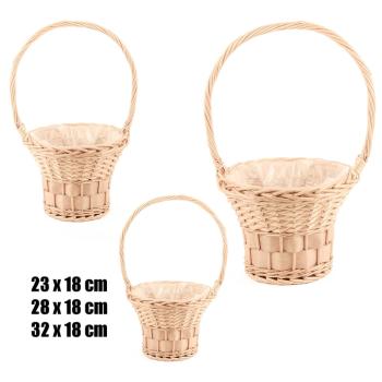SÚPRAVA PRÚTENÝCH KOŠÍKOV S VEĽKÝMI UŠAMI, 3 KUSY, S PODŠÍVKOU, PRÍRODNÁ