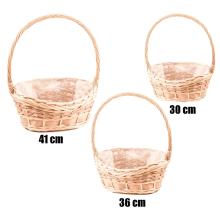 SÚPRAVA PRÚTENÝCH KOŠOV S VEĽKÝMI UŠAMI, 3 KUSY, TVAR LODE, PRÍRODNÁ FARBA