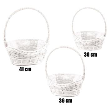 SÚPRAVA PRÚTENÝCH KOŠOV S VEĽKÝMI UŠAMI, 3 KUSY, TVAR LODE, BIELA