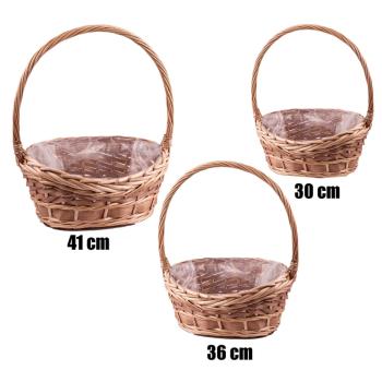 SÚPRAVA PRÚTENÝCH KOŠOV S VEĽKÝMI UŠAMI, 3 KUSY, TVAR LODE, MEDOVO HNEDÁ