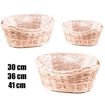 SÚPRAVA PRÚTENÝCH KOŠOV, 3 KUSY, TVAR LODE, PRÍRODNÁ FARBA