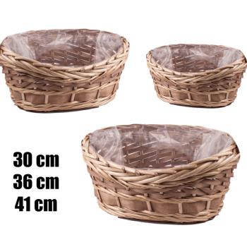 SÚPRAVA PRÚTENÝCH KOŠOV, 3 KUSY, TVAR LODE, MEDOVO HNEDÁ