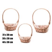 SÚPRAVA PRÚTENÝCH KOŠOV S VEĽKÝMI UŠAMI, 3 KUSY, TVAR LODE, PRÍRODNÁ FARBA