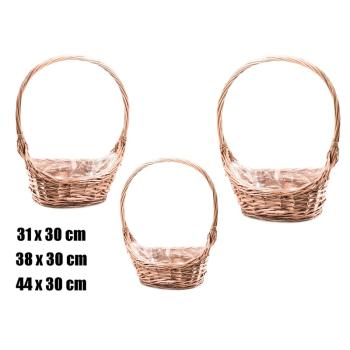 SÚPRAVA PRÚTENÝCH KOŠOV S VEĽKÝMI UŠAMI, 3 KUSY, TVAR LODE, PRÍRODNÁ FARBA