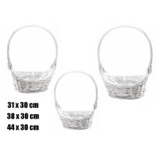 SÚPRAVA PRÚTENÝCH KOŠOV S VEĽKÝMI UŠAMI, 3 KUSY, TVAR LODE, BIELA