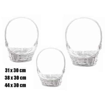 SÚPRAVA PRÚTENÝCH KOŠOV S VEĽKÝMI UŠAMI, 3 KUSY, TVAR LODE, BIELA