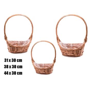 SÚPRAVA PRÚTENÝCH KOŠOV S VEĽKÝMI UŠAMI, 3 KUSY, TVAR LODE, MEDOVO HNEDÁ