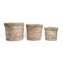 SÚPRAVA PRÚTENÝCH KOŠOV S PLASTOVOU VÝSTELKOU, 3 KUSY, OKRÚHLA, PRÍRODNÁ