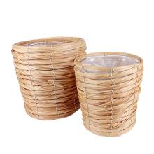 VŔBOVÁ PLETENÁ SÚPRAVA HRNCOV S PLASTOVOU PODŠÍVKOU, 2 KUSY, PRÍRODNÁ