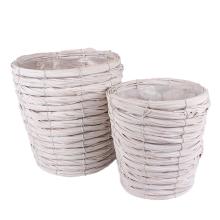 VŔBOVÁ PLETENÁ SÚPRAVA HRNCOV S PLASTOVOU PODŠÍVKOU, 2 KUSY, BIELA